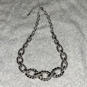 Swarovski Silver Tone 16” Rope Twist Link Necklace